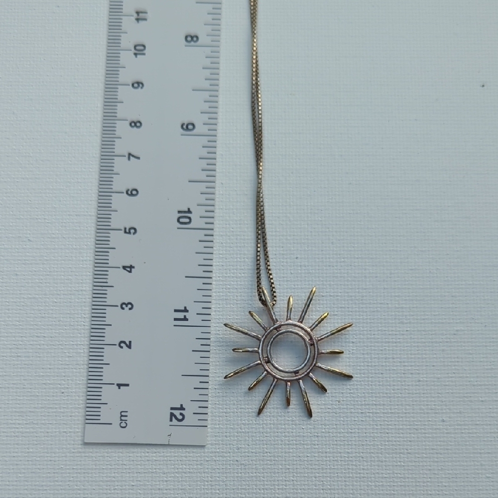 Vintage Sterling Silver Radiant Sun Necklace View 5